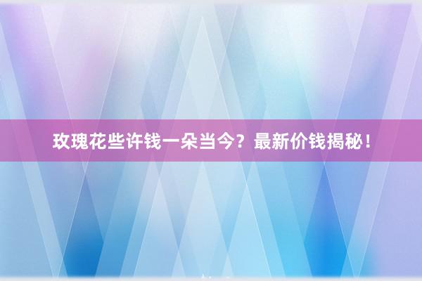 玫瑰花些许钱一朵当今？最新价钱揭秘！